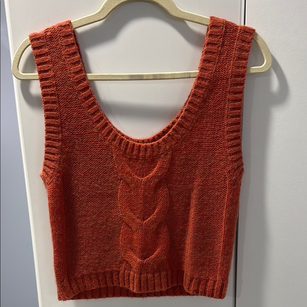 Staud Rust Orange Knit Sleeveless Sweater